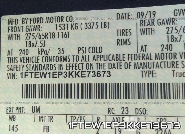 1FTEW1EP3KKE73673 фото 10