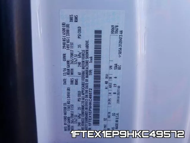1FTEX1EP9HKC49572 фото 2