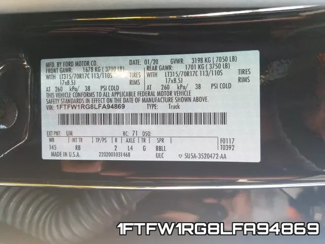 1FTFW1RG8LFA94869 фото 2