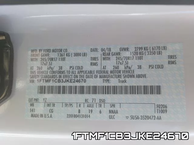 1FTMF1CB3JKE24670 фото 2