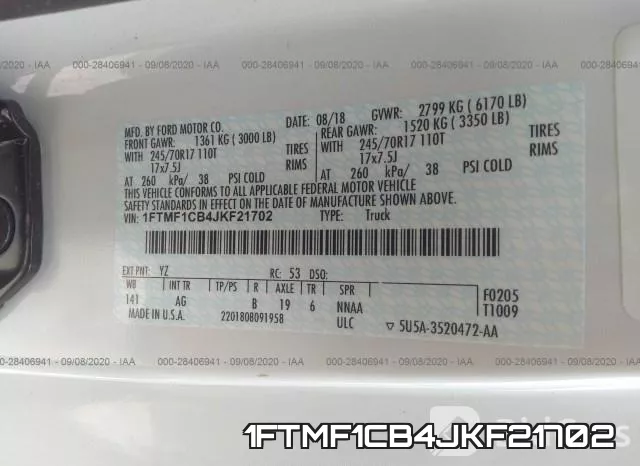 1FTMF1CB4JKF21702 фото 10