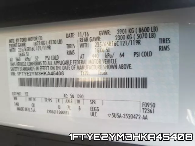 1FTYE2YM3HKA45408 фото 2
