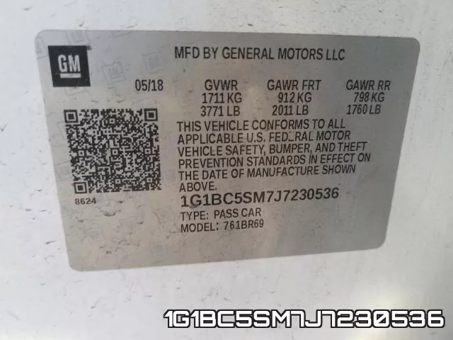 1G1BC5SM7J7230536 фото 2