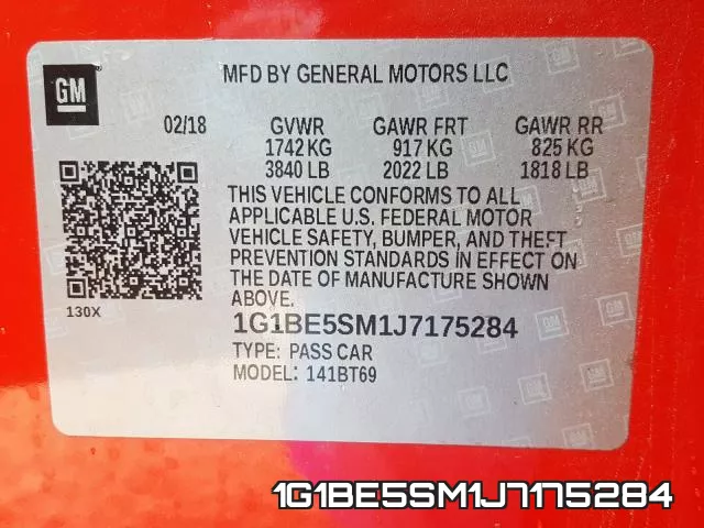 1G1BE5SM1J7175284 фото 2