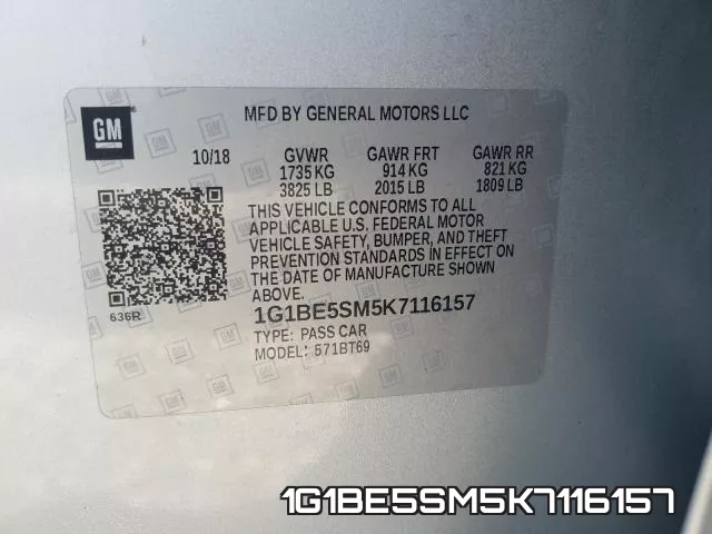 1G1BE5SM5K7116157 фото 2