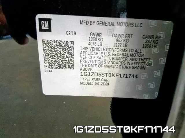 1G1ZD5ST0KF171744 фото 2