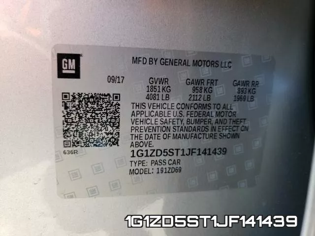 1G1ZD5ST1JF141439 фото 2
