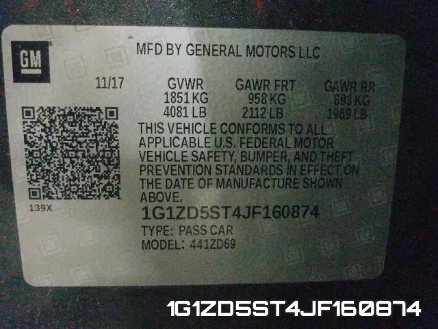 1G1ZD5ST4JF160874 фото 2