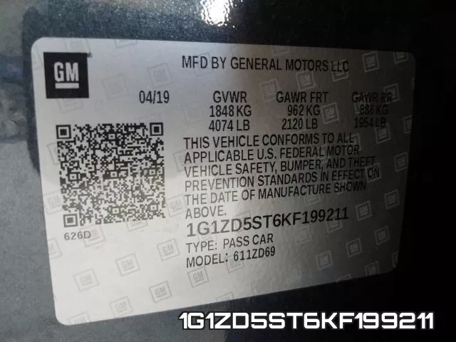 1G1ZD5ST6KF199211 фото 2