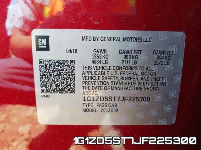 1G1ZD5ST7JF225300 фото 2