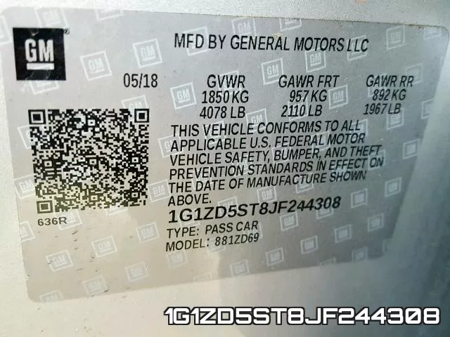 1G1ZD5ST8JF244308 фото 2