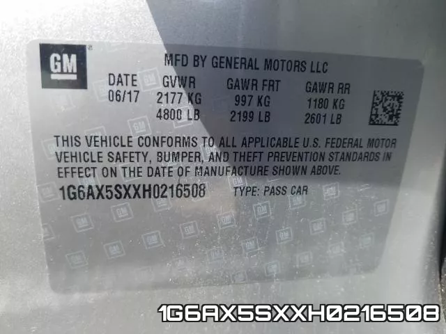 1G6AX5SXXH0216508 фото 2
