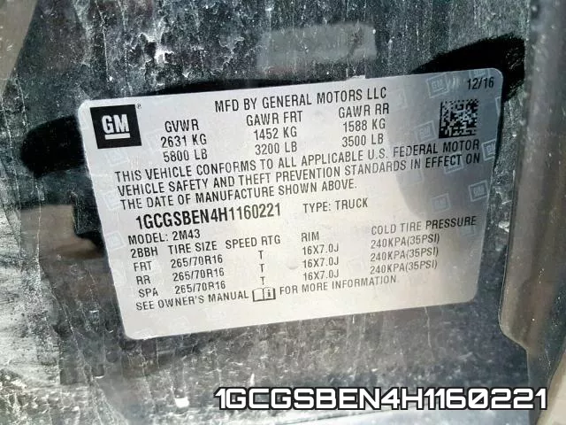 1GCGSBEN4H1160221 фото 2