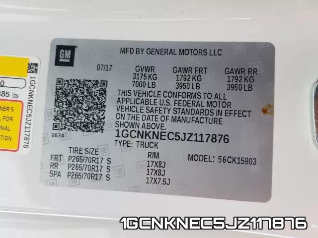 1GCNKNEC5JZ117876 фото 2