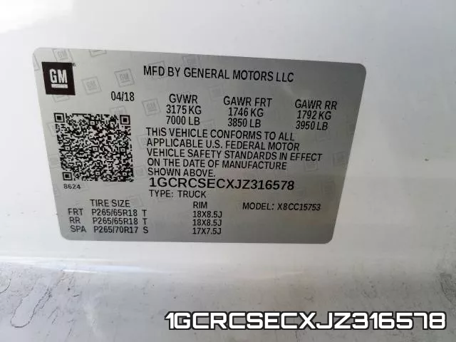 1GCRCSECXJZ316578 фото 2