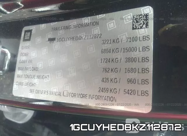 1GCUYHED8KZ112872 фото 10