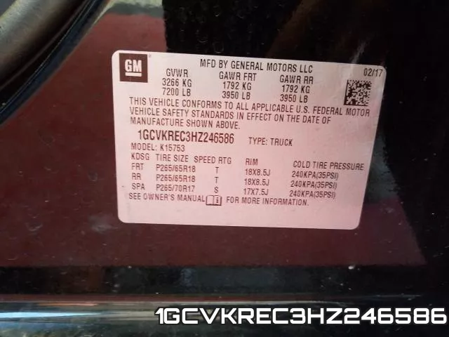 1GCVKREC3HZ246586 фото 2
