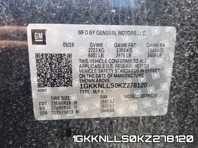 1GKKNLLS0KZ278120 фото 2