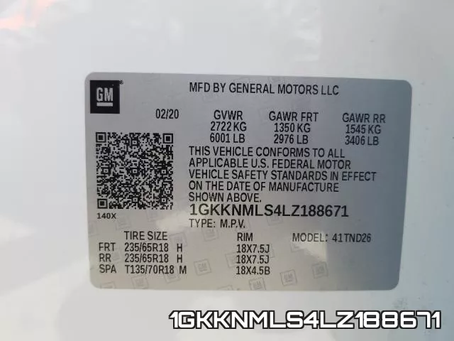 1GKKNMLS4LZ188671 фото 2