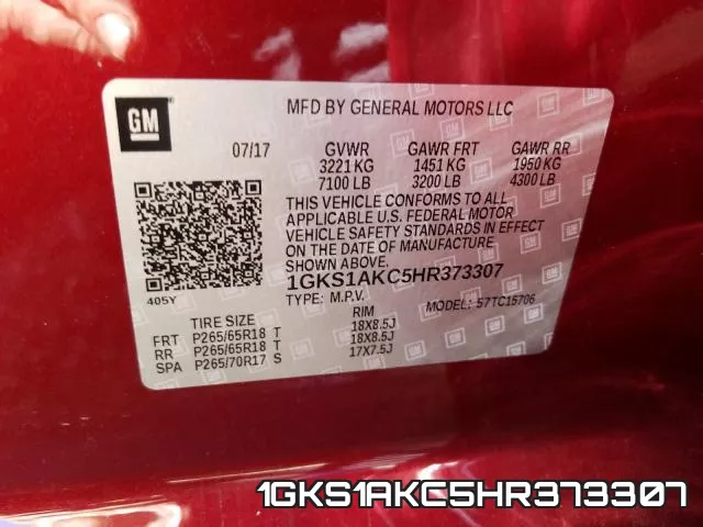 1GKS1AKC5HR373307 фото 2