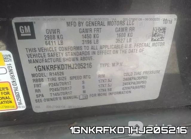 1GNKRFKD7HJ205216 фото 10