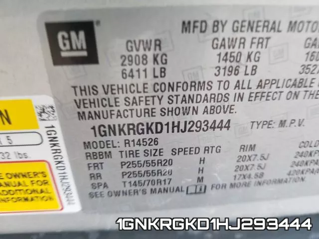 1GNKRGKD1HJ293444 фото 2