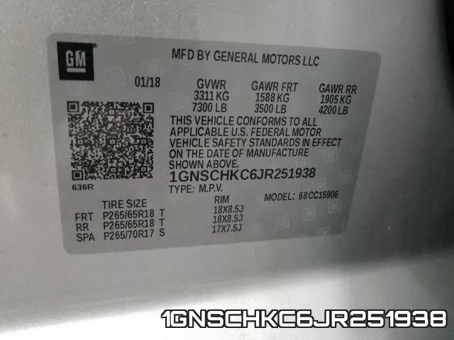 1GNSCHKC6JR251938 фото 2