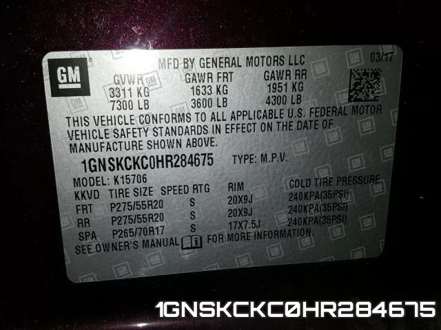 1GNSKCKC0HR284675 фото 2
