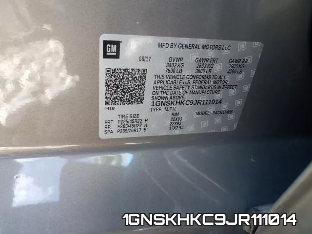 1GNSKHKC9JR111014 фото 2