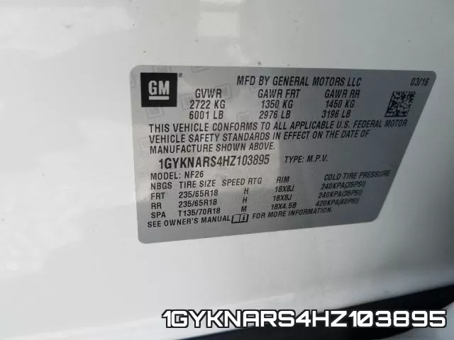 1GYKNARS4HZ103895 фото 2