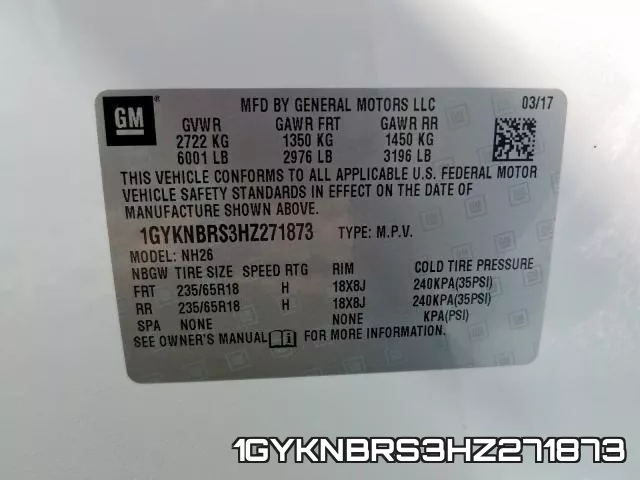 1GYKNBRS3HZ271873 фото 2