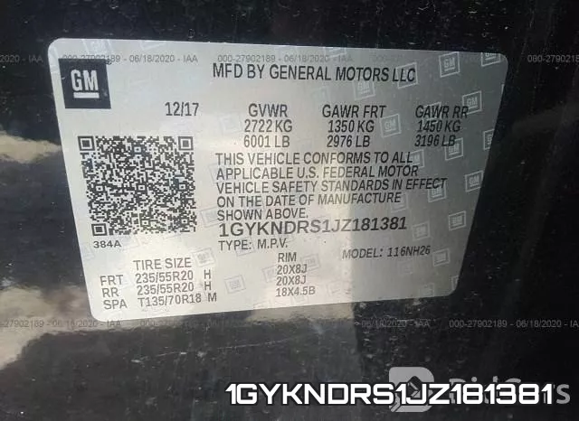 1GYKNDRS1JZ181381 фото 10