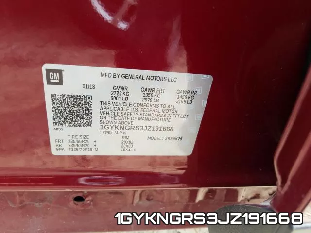 1GYKNGRS3JZ191668 фото 2