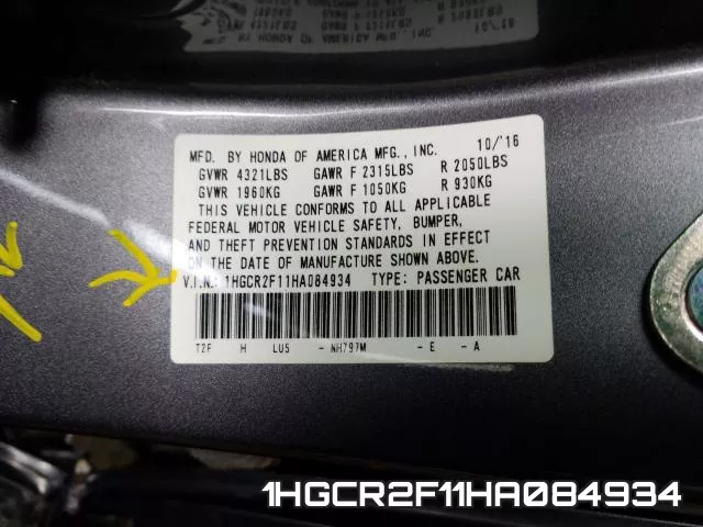 1HGCR2F11HA084934 фото 2