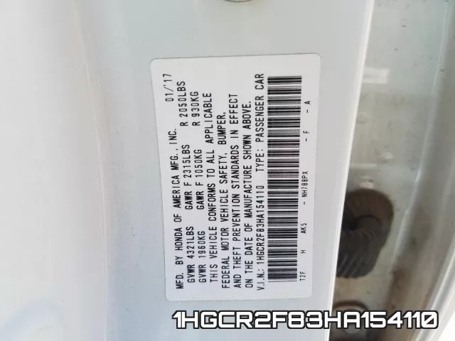1HGCR2F83HA154110 фото 2