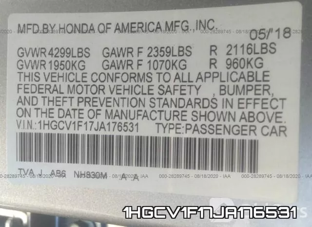 1HGCV1F17JA176531 фото 10