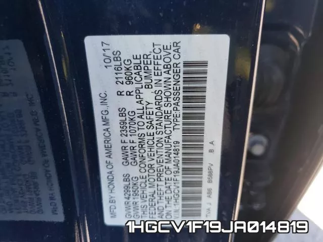 1HGCV1F19JA014819 фото 2