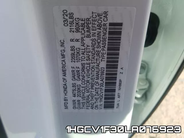 1HGCV1F30LA076923 фото 2