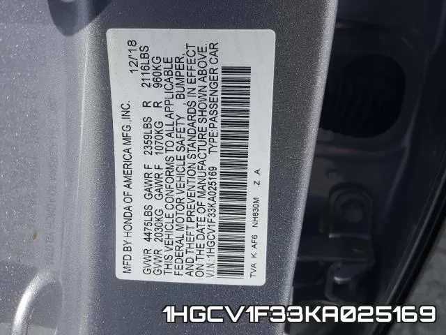 1HGCV1F33KA025169 фото 2