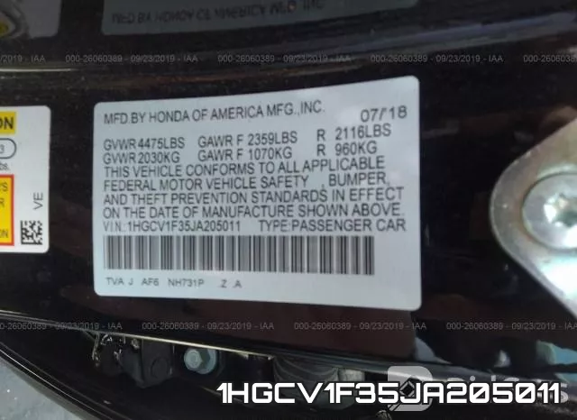 1HGCV1F35JA205011 фото 10