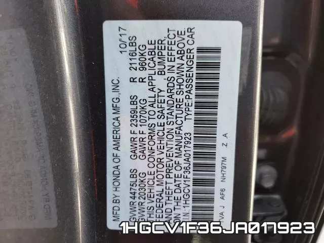 1HGCV1F36JA017923 фото 2
