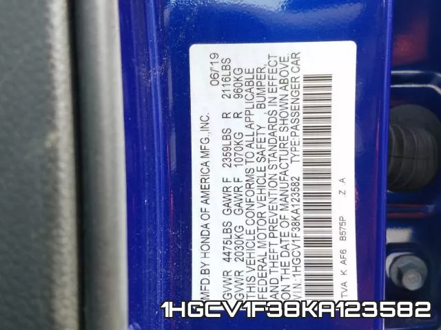 1HGCV1F38KA123582 фото 2