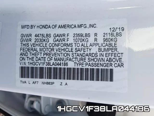 1HGCV1F38LA044186 фото 2