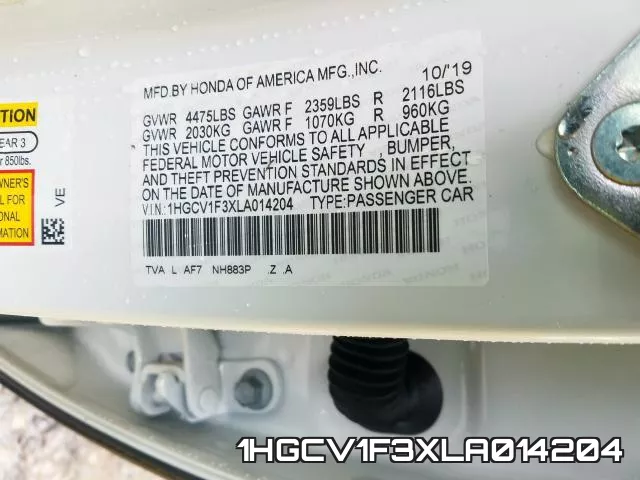 1HGCV1F3XLA014204 фото 2