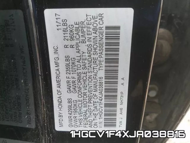 1HGCV1F4XJA038816 фото 2
