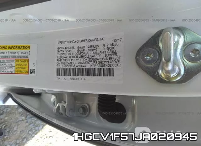 1HGCV1F57JA020945 фото 10