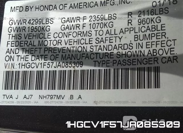 1HGCV1F57JA085309 фото 10