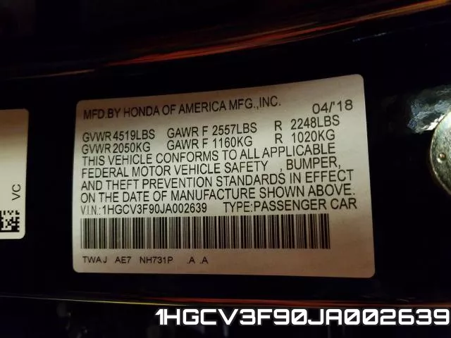 1HGCV3F90JA002639 фото 2