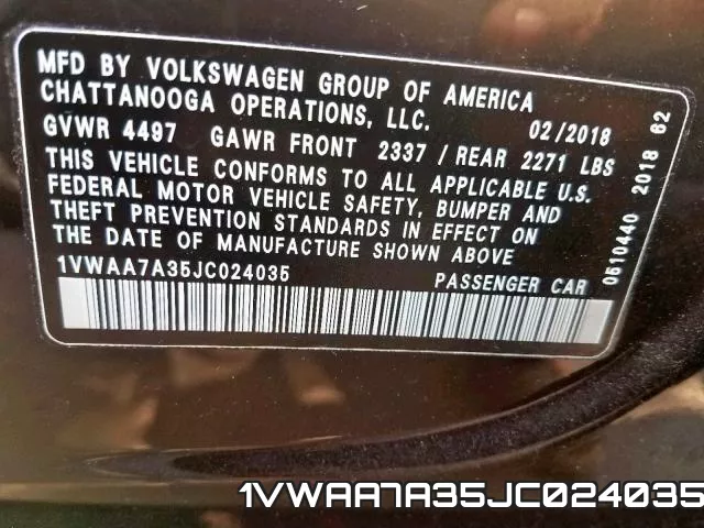 1VWAA7A35JC024035 фото 2