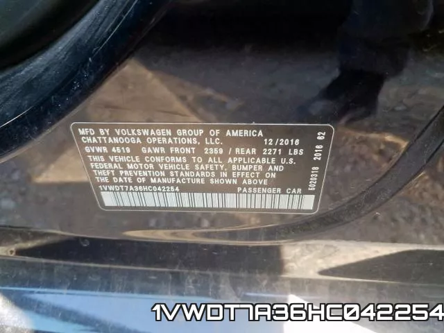 1VWDT7A36HC042254 фото 2